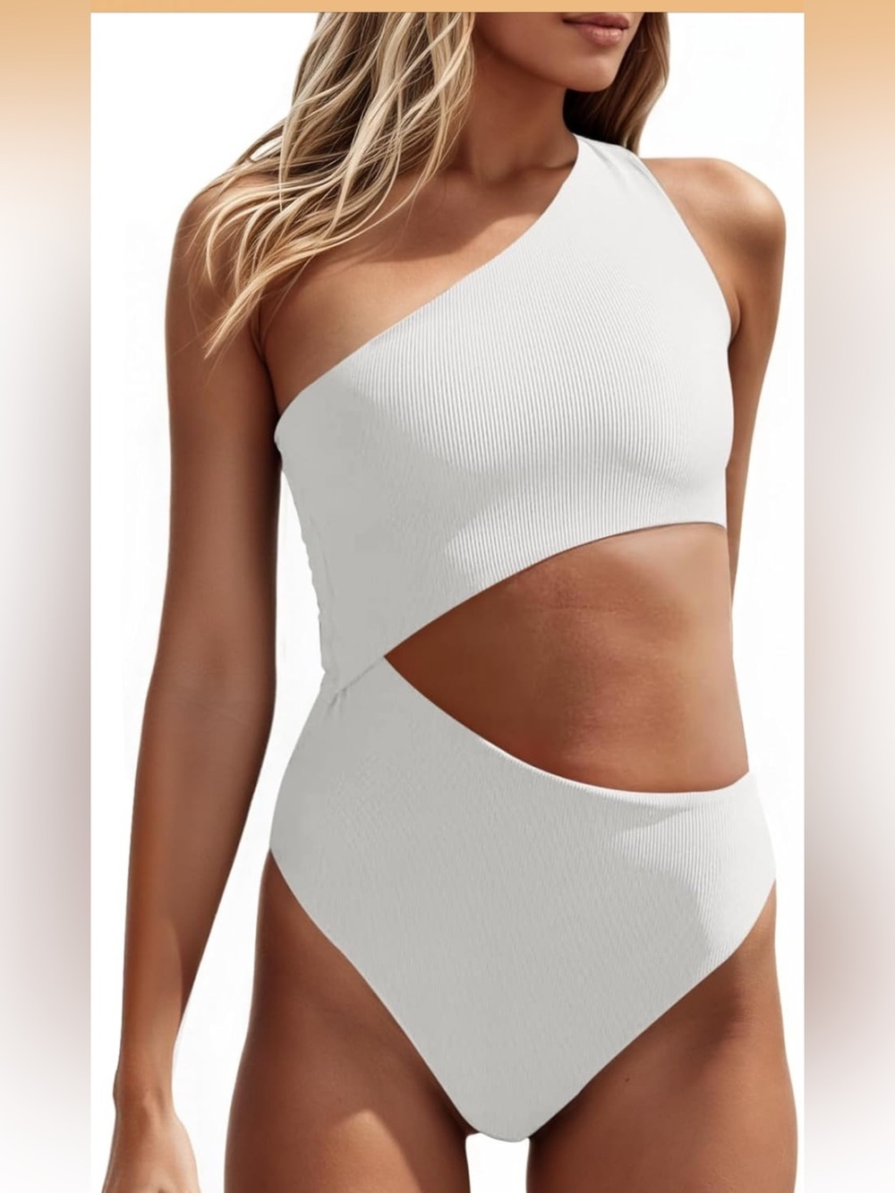 One Piece Ribbed Swimsuit One Shoulder Cutout Swimwear XL. 1939/bb7-1
